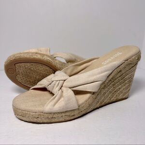 Soludos Ivory Knotted Wedge Espadrille Heels 6.5